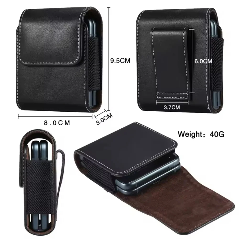 New Brown PU Leather Flip Phone Belt Case